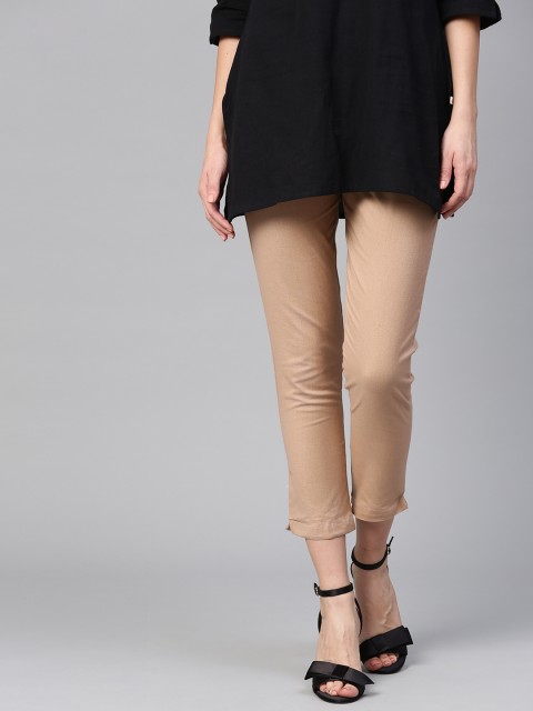 

W Women Brown Regular Fit Solid Cropped Trousers