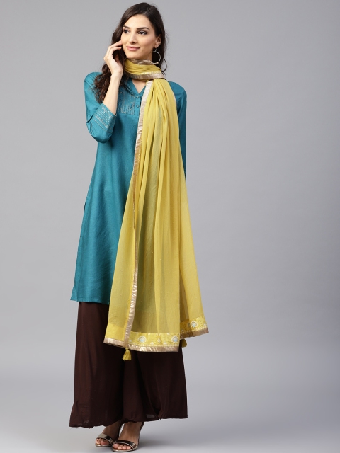 

W Yellow Woven Design Dupatta