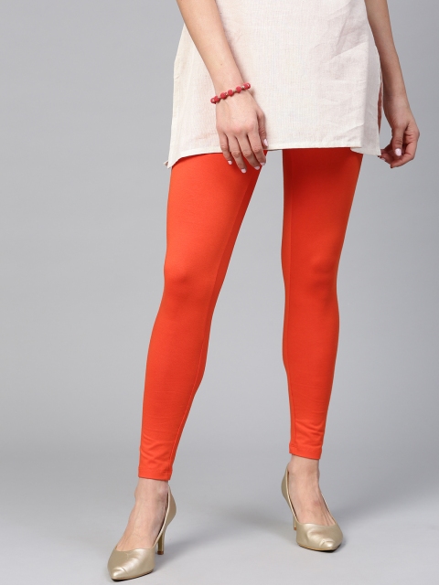 

W Women Orange Solid Leggings