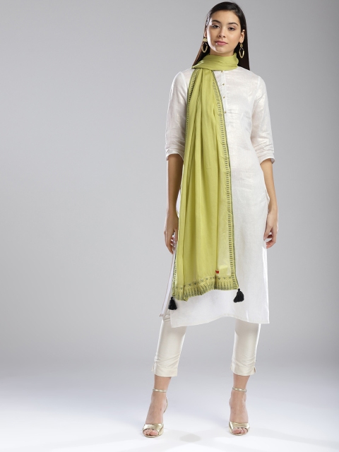 

W Green Solid Dupatta