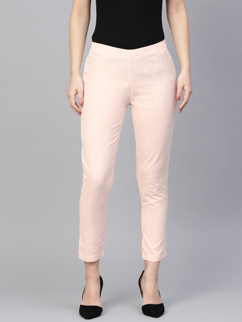 

W Women Pink Regular Fit Solid Cropped Trousers