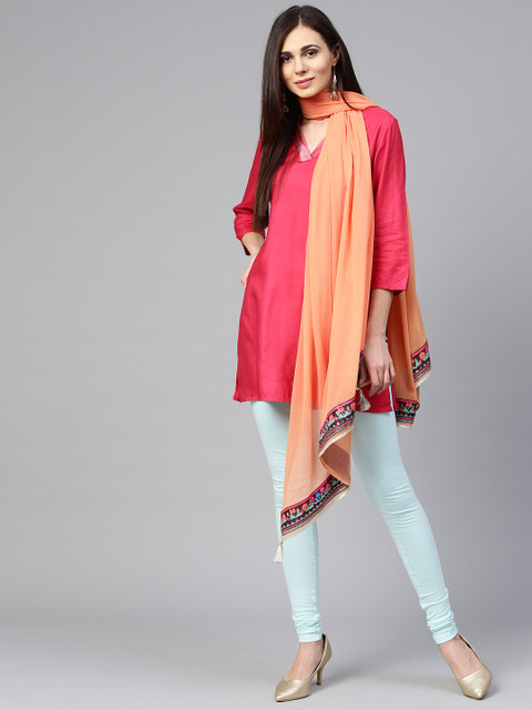 

W Orange Woven Design Dupatta