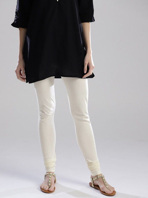 

W Cream-Coloured Solid Churidar