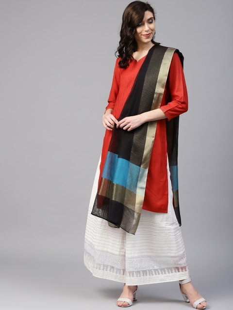 

W Black & Blue Solid Dupatta