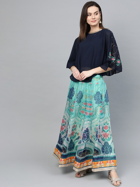 

W Navy Blue Ready to Wear Lehenga with Blouse