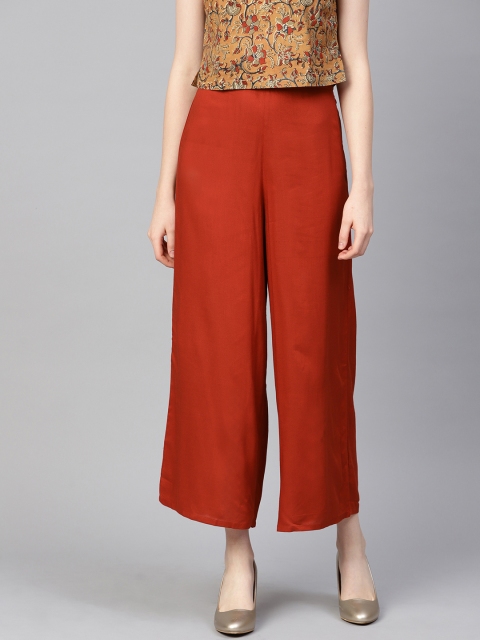 

W Women Rust Brown Wide Leg Solid Palazzos