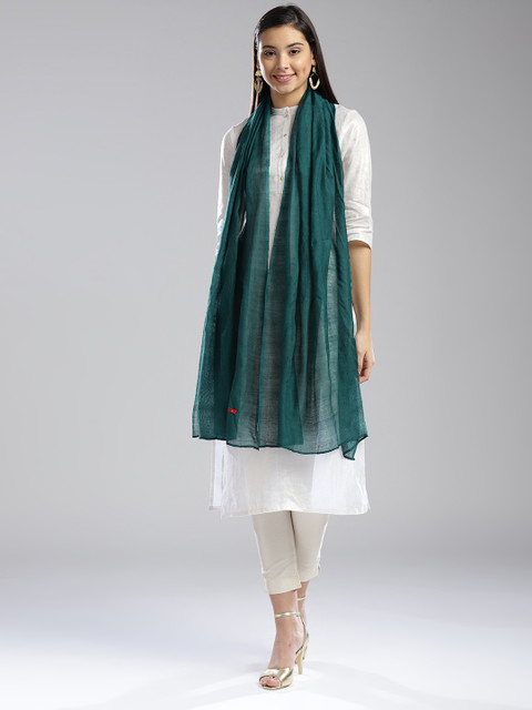 

W Teal Green Self-Striped Dupatta