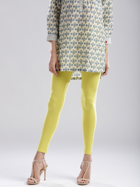 

W Women Lime Green Solid Leggings