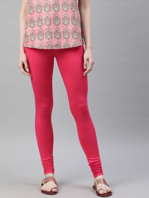 

W Women Pink Solid Churidar Leggings