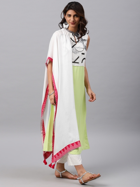 

W White Solid Dupatta