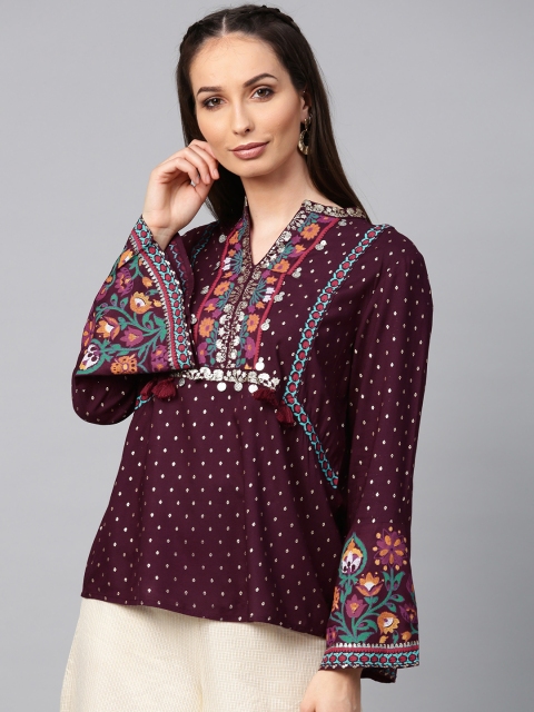

W Women Purple Printed Top