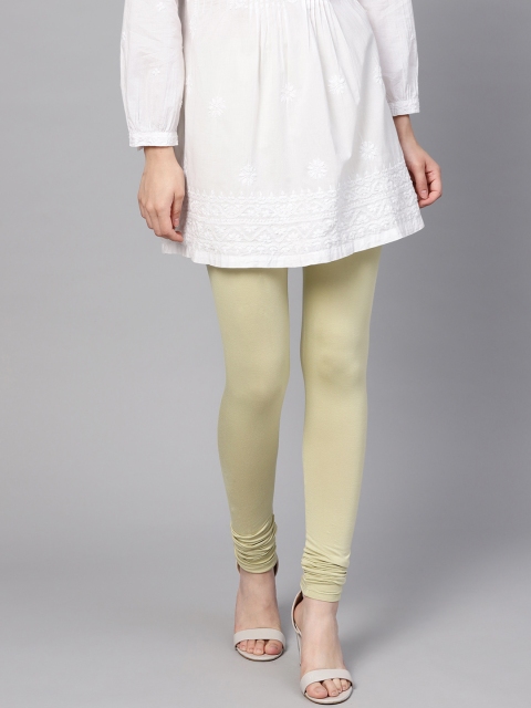 

W Women Green Solid Churidar Leggings