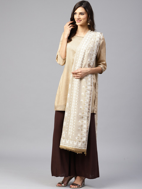 

W Beige & Off-White Printed Dupatta