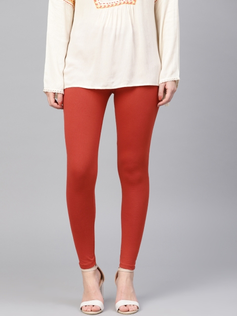 

W Women Rust Brown Solid Leggings