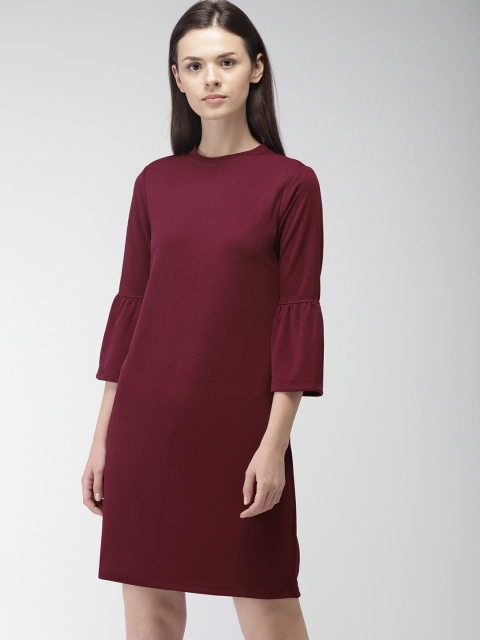 

Bossini Women Burgundy Solid A-Line Dress