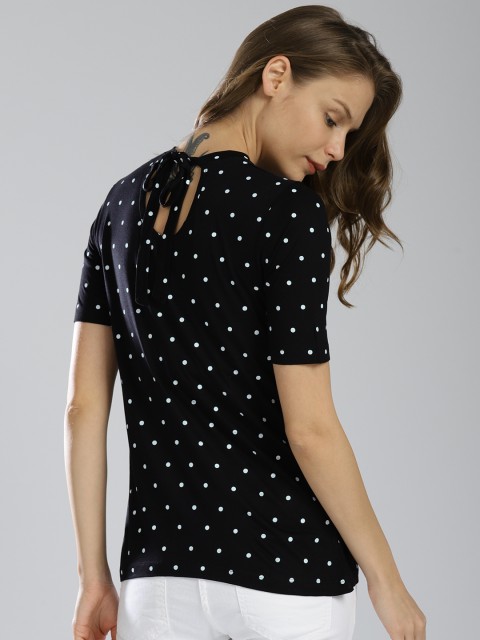 

Bossini Women Black & White Printed Styled Back Top