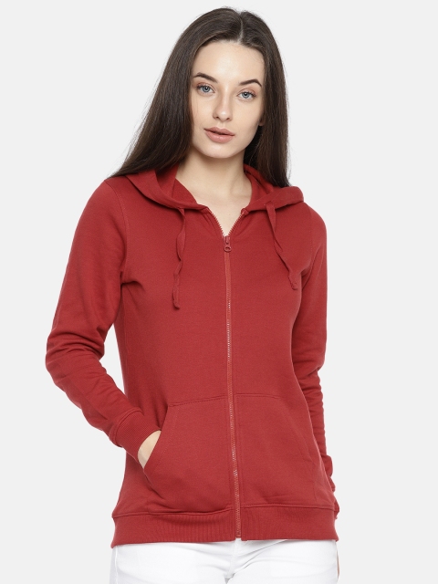 

Fame Forever by Lifestyle Women Rust Red Solid Hooded Sweatshirt