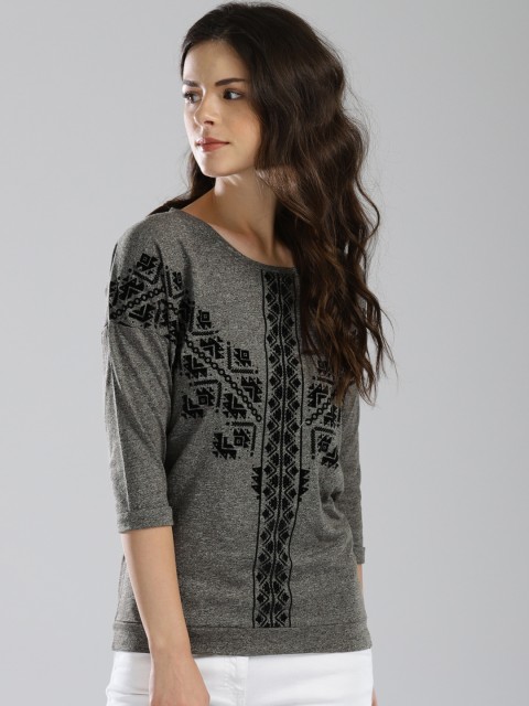 

Bossini Women Grey Self-Design Top