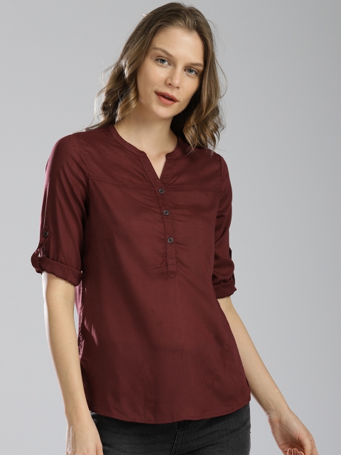 

Bossini Women Burgundy Solid Shirt Style Top