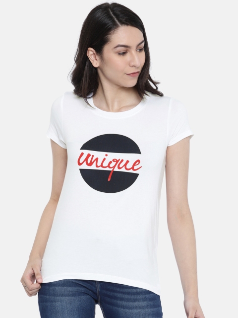 

Fame Forever by Lifestyle Women White Printed Round Neck T-shirt
