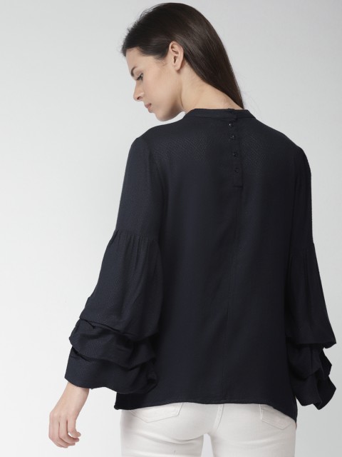

Bossini Women Navy Blue Self Design Top