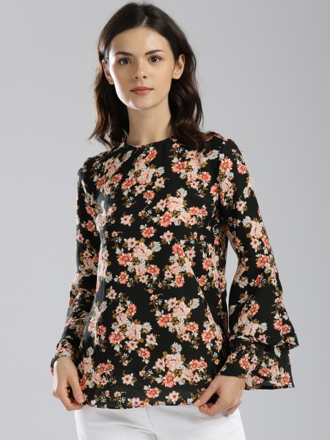 

Bossini Women Black Floral Print Top