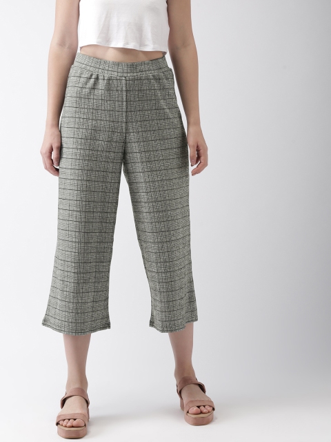 

Bossini Women Grey & Black Flared Checked Culottes