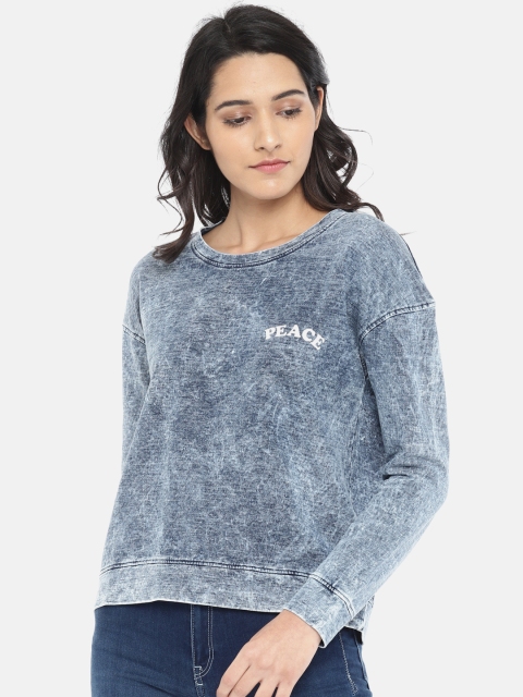 

Fame Forever by Lifestyle Women Blue Faded Sweatshirt