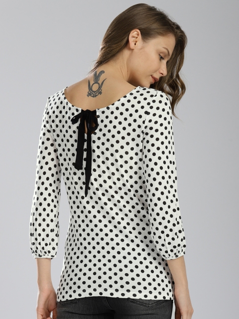 

Bossini Women White Printed Styled Back Top