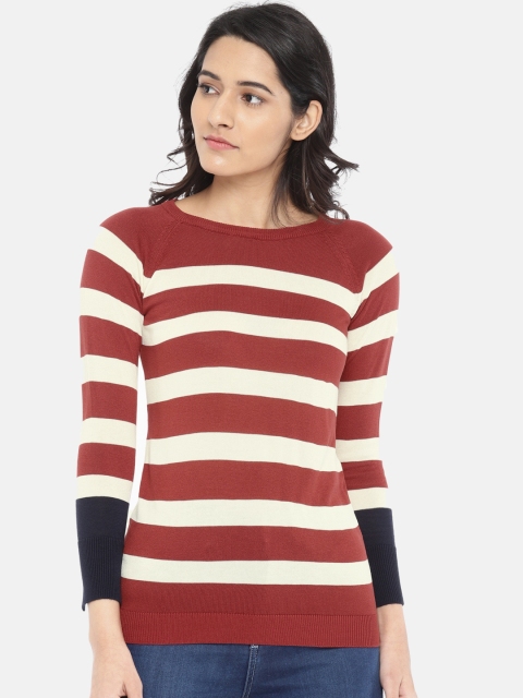 

Fame Forever by Lifestyle Women Red & Off-White Striped Top
