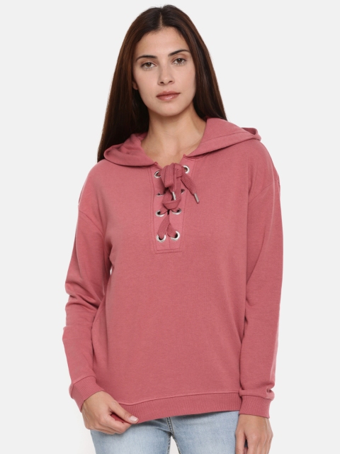 

Fame Forever by Lifestyle Women Pink Solid Hooded Sweatshirt