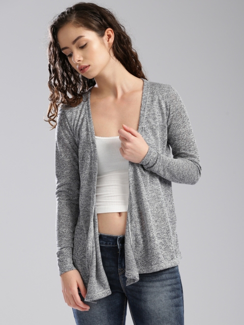 

Bossini Grey Solid Sheen Open Front Shrug