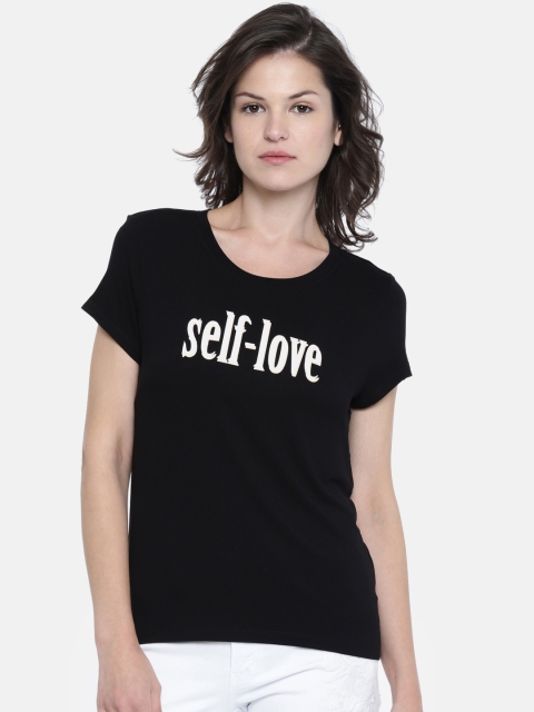 

Fame Forever by Lifestyle Women Black Printed Round Neck T-shirt