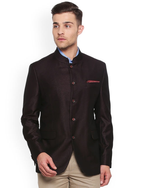 

Van Heusen Men Brown Single-Breasted Bandhgala Blazer