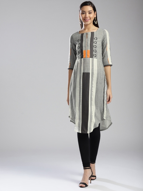 

W Women Black & White Printed A-Line Kurta