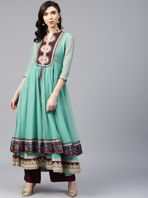 

W Women Sea Green Printed Anarkali Kurta