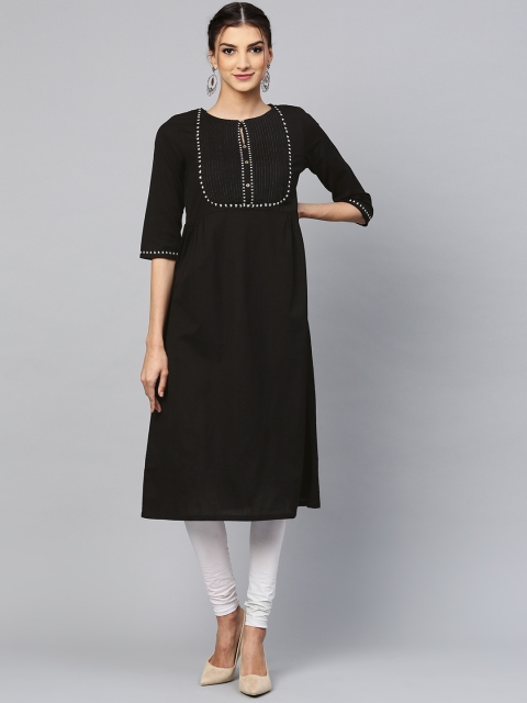 

W Women Black Yoke Design A-Line Kurta