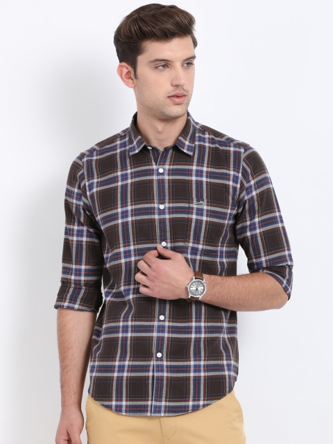 

Crocodile Men Brown & Blue Slim Fit Checked Casual Shirt