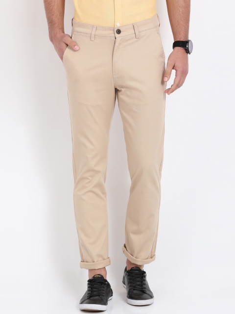 

Crocodile Men Cream-Coloured Slim Fit Solid Regular Trousers