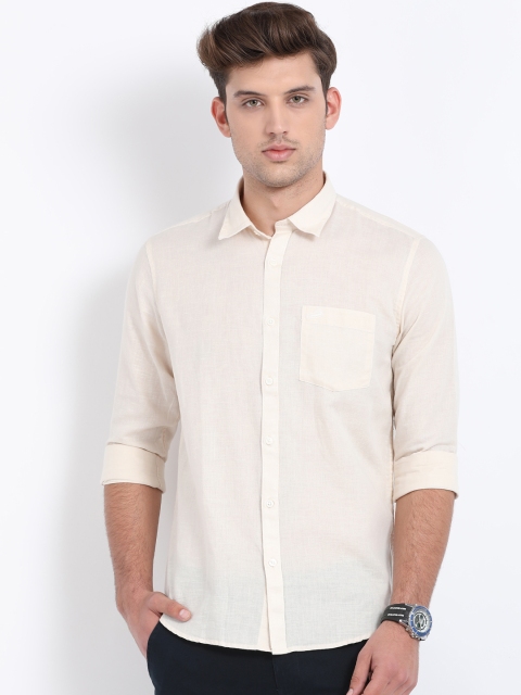 

Crocodile Men Cream-Coloured Slim Fit Printed Casual Shirt