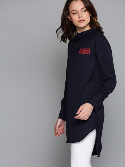 

Kook N Keech Marvel Women Navy Blue Solid Styled Back Top