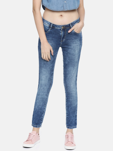

Kraus Jeans Women K4068 Blue Mid-Rise Clean Look Stretchable Cropped Jeans