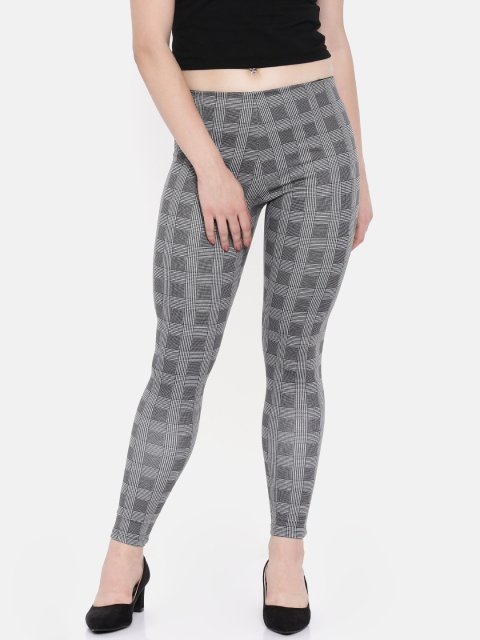 

Kraus Jeans Women K4005 Black & Grey Checked High Rise Treggings