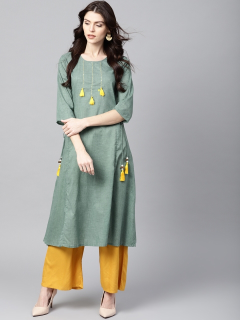 

Shree Women Green Solid A-Line Kurta