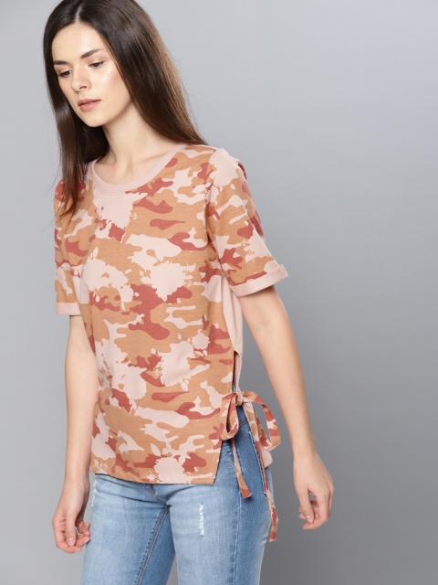 

NUSH Women Pink Camouflage Print Top