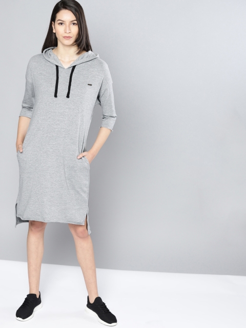 

NUSH Women Grey Melange Solid Sweater Dress