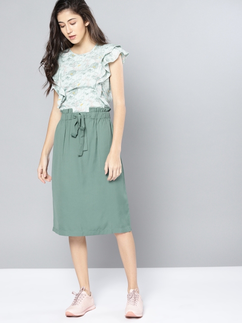 

NUSH Women Green A-Line Pure Cotton Skirt
