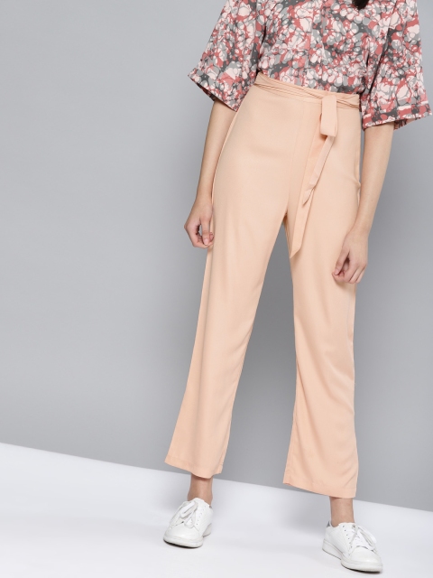 

NUSH Women Pink Regular Fit Solid Regular Trousers