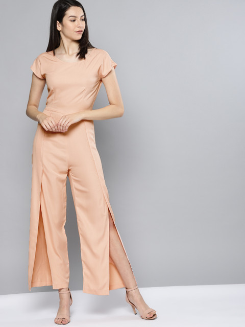 

NUSH Pink Solid Basic Jumpsuit