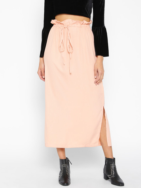 

NUSH Peach Solid Straight Pure Cotton Skirt